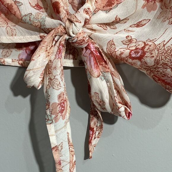 Lauren Conrad Women's Floral Sheer Front Tie Cardigan Cover Up Boho One Size - Picture 5 of 10